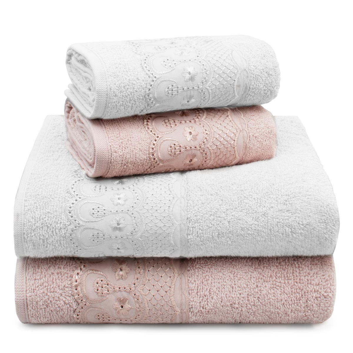 jogo 4 pcs rosa secrets branco