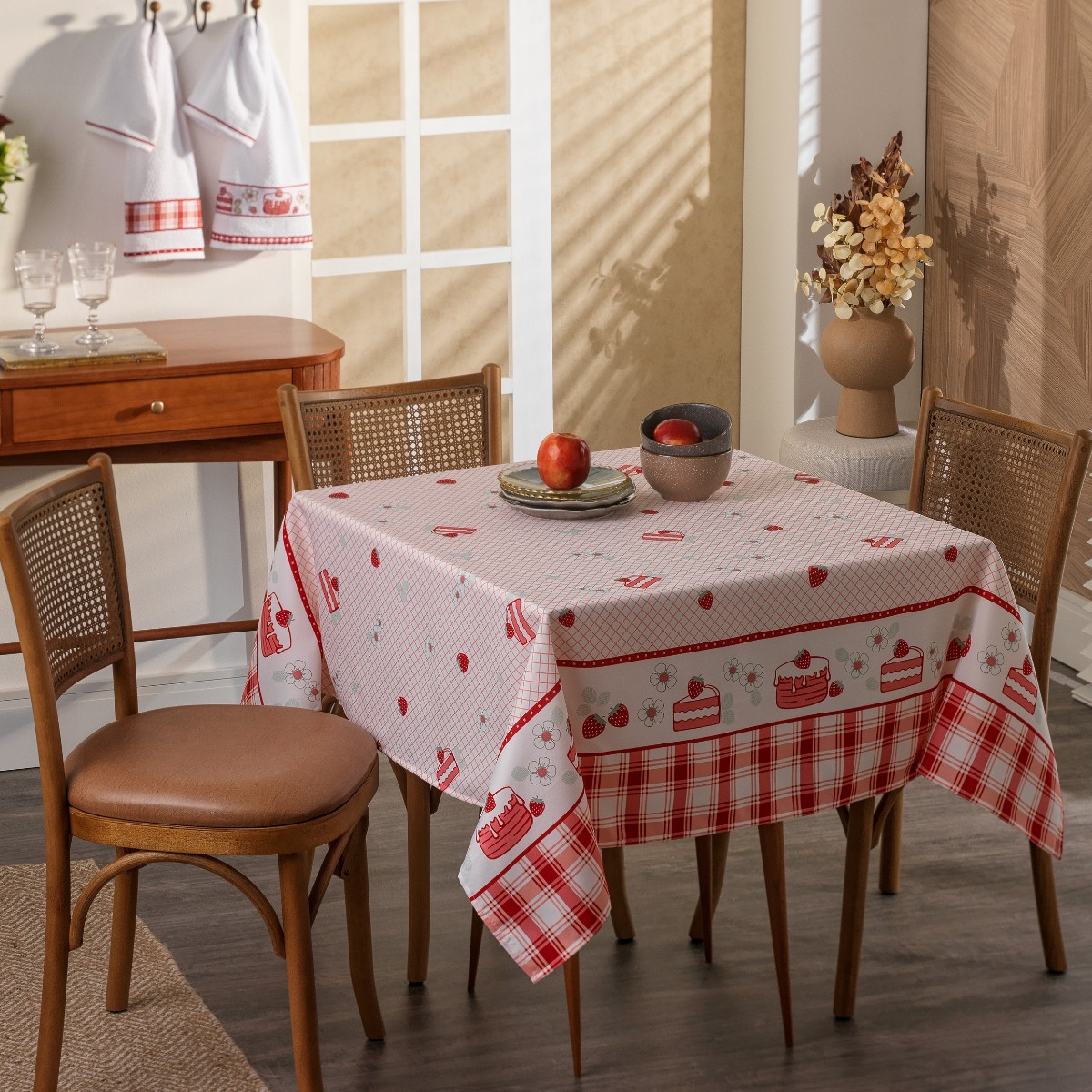 toalha de mesa gourmet quadrada appel home bolo