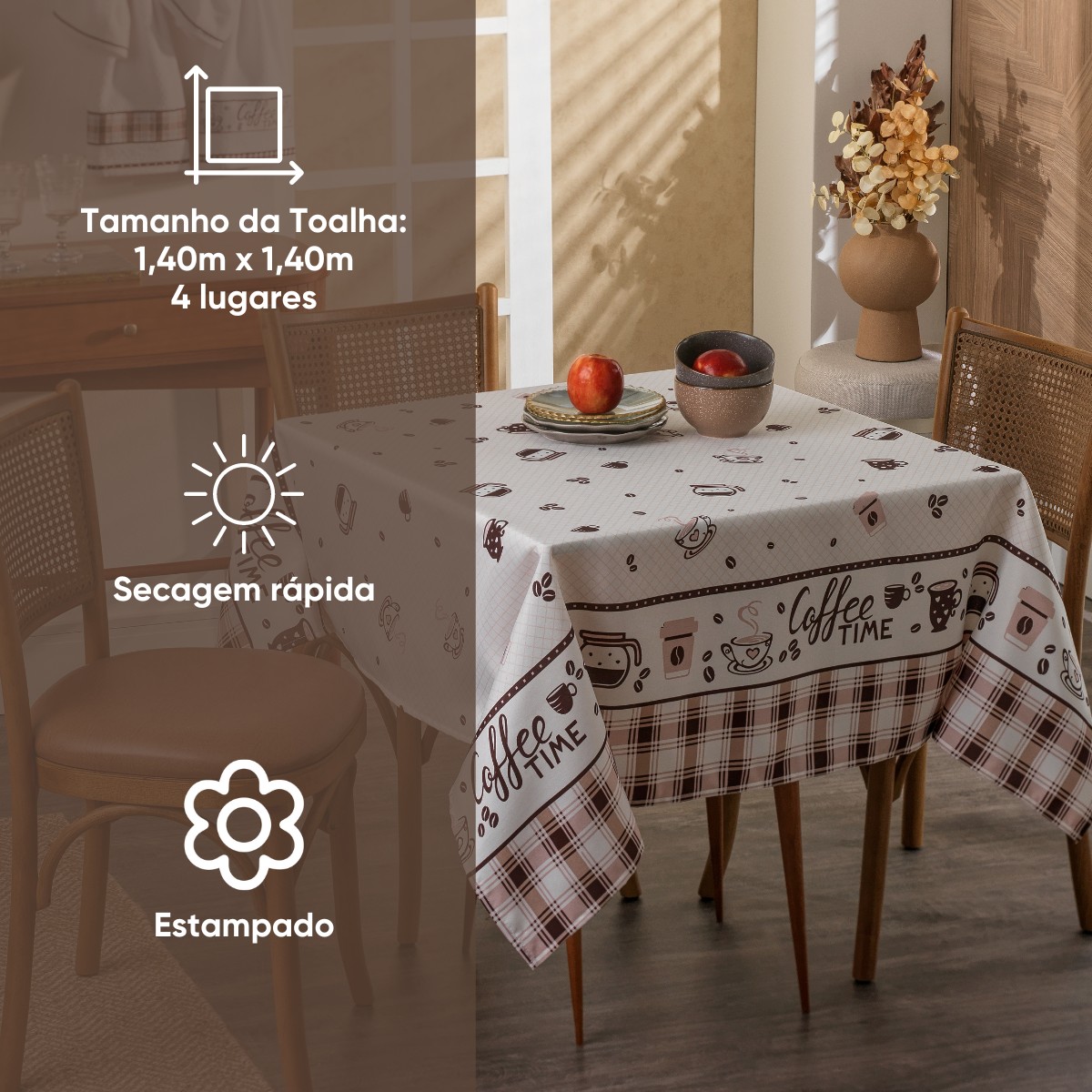 toalha de mesa impermeavel super lima appel home cafe
