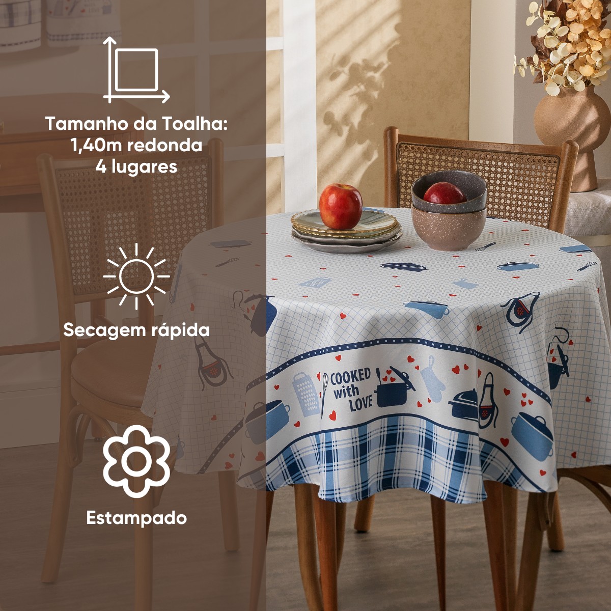 toalha de mesa impermeavel super lima appel home panelas