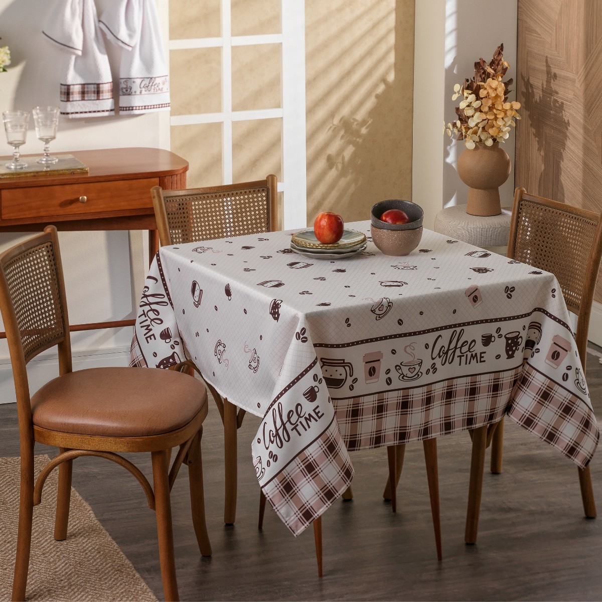 toalha de mesa quadrada gourmet appel home cafe