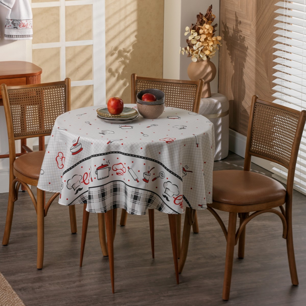 toalha de mesa redonda gourmet appel home cheff