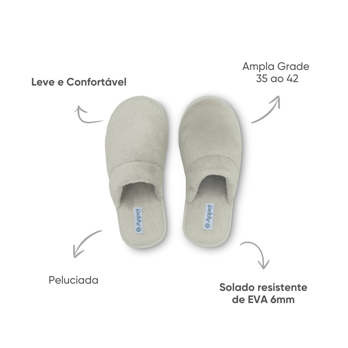 pantufa peluciada appel areia