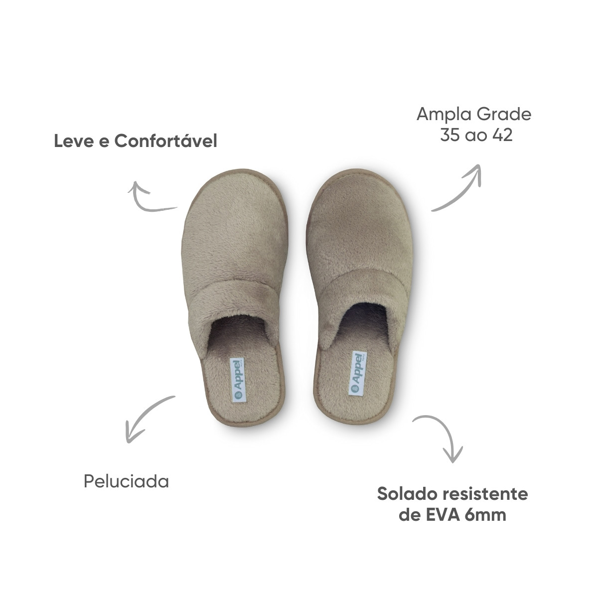 pantufa peluciada appel caqui