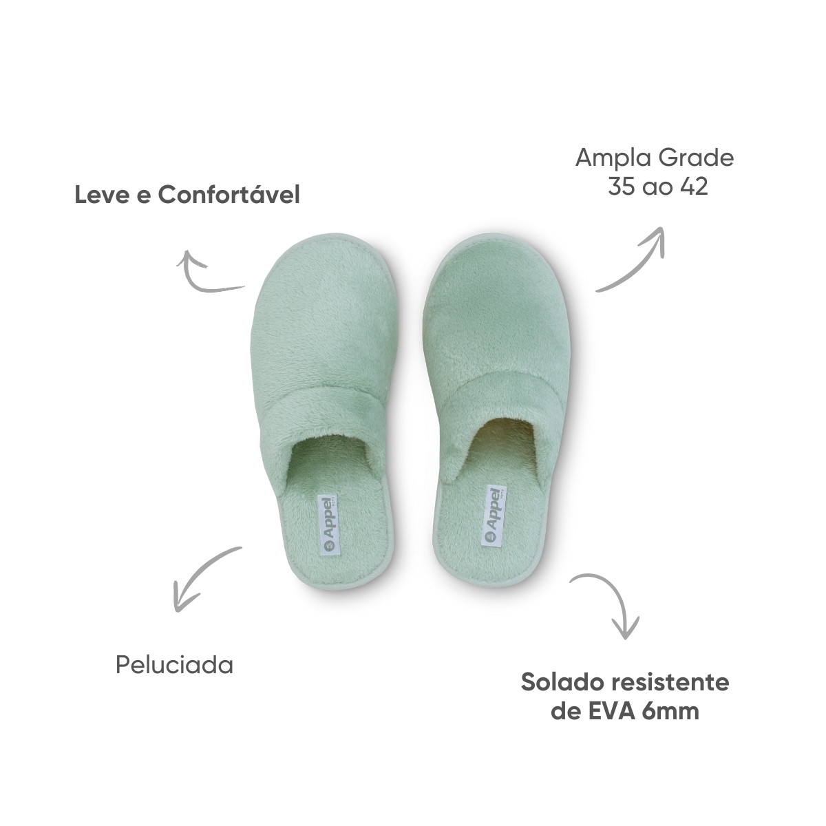 pantufa peluciada appel menta