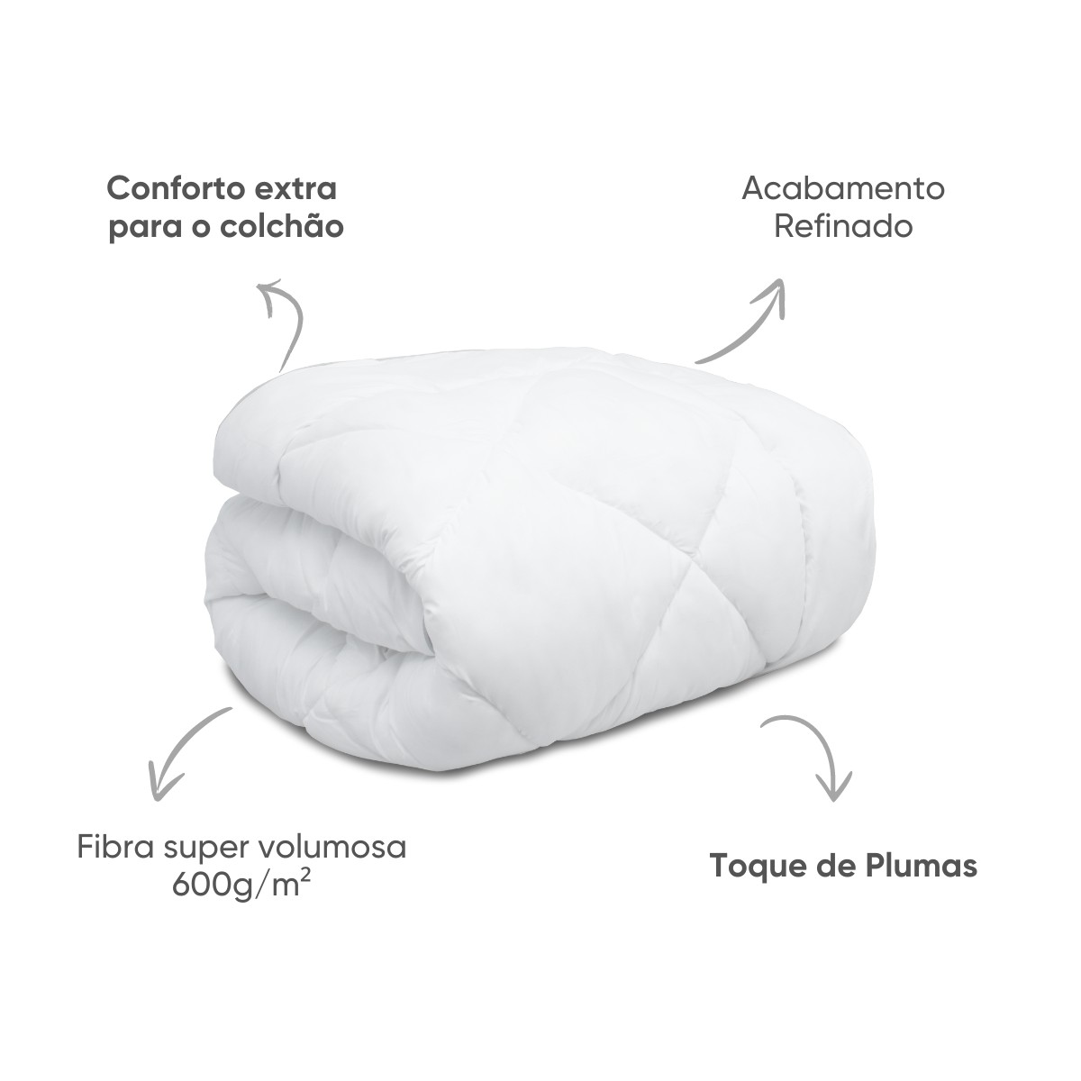 pillow top toque de plumas diamond appel branco
