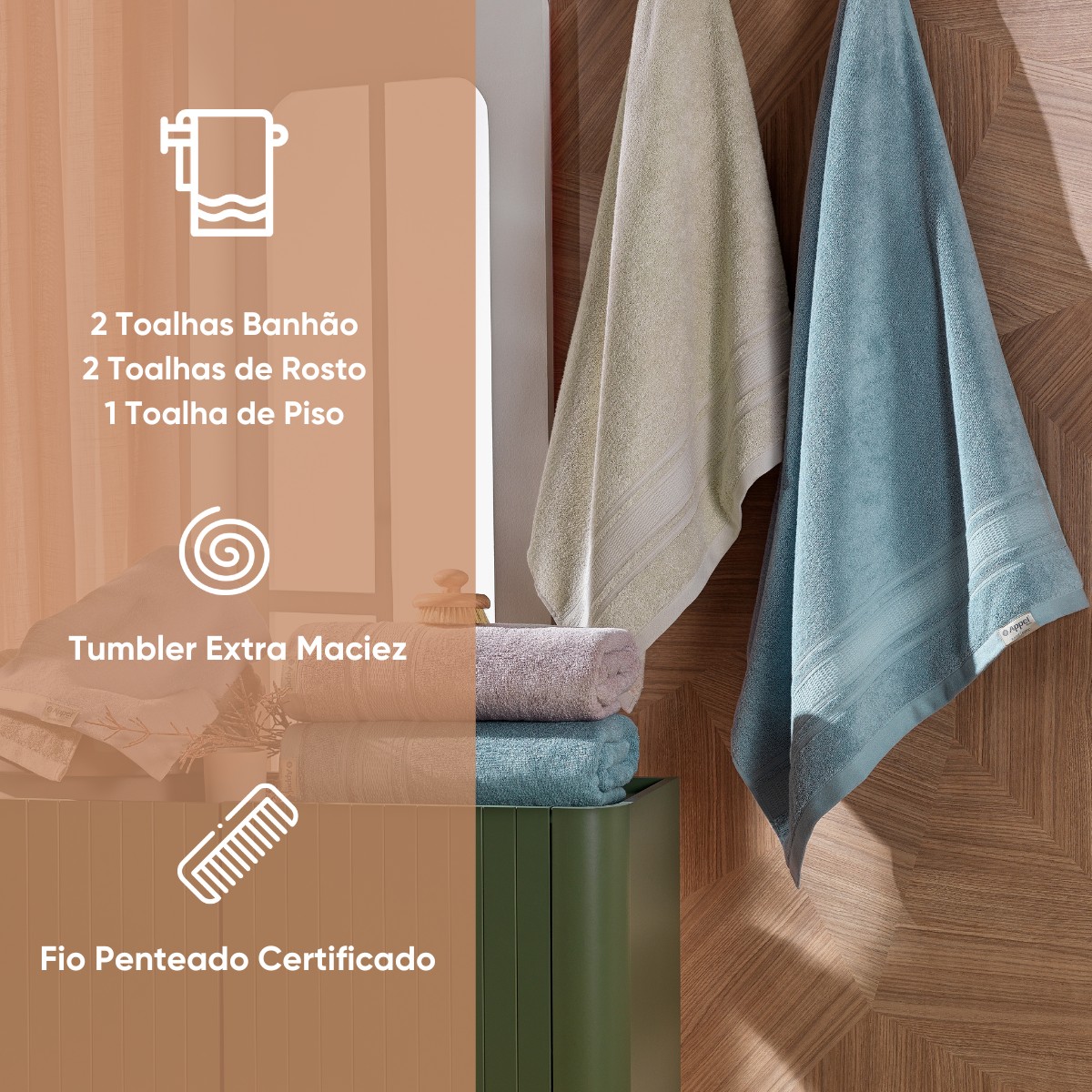 01 jogo de toalhas banhao 4 pecas master appel home