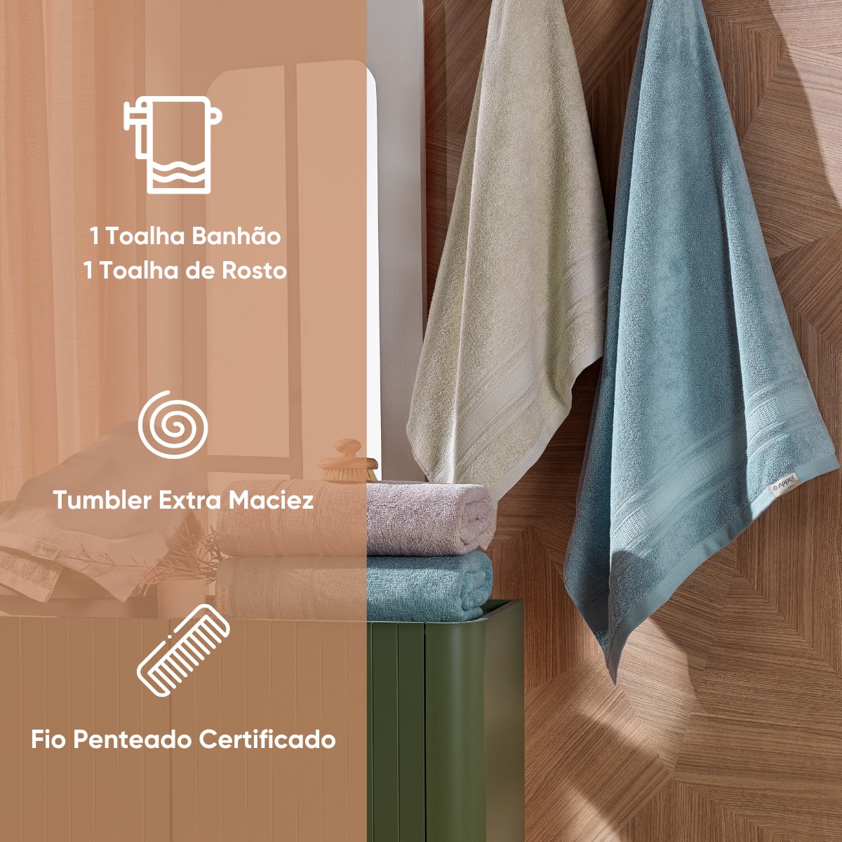 02 jogo de toalhas banhao 4 pecas master appel home