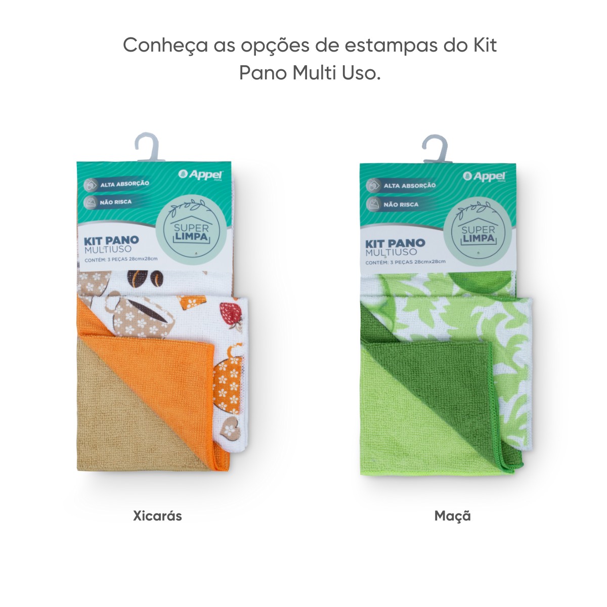 kit pano multiuso 3pecas limpeza appel home