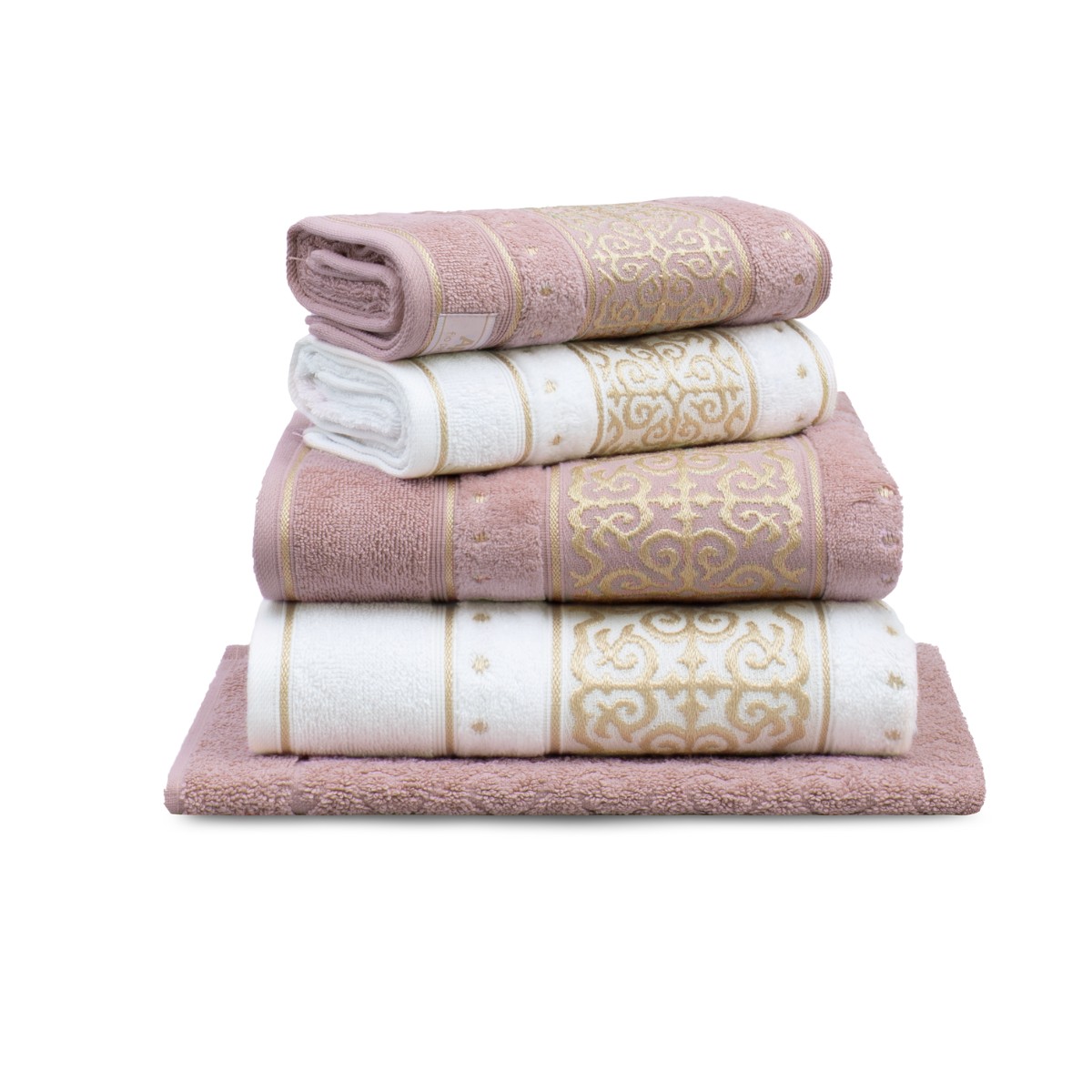 jogo 5 pecas rosa liz branco