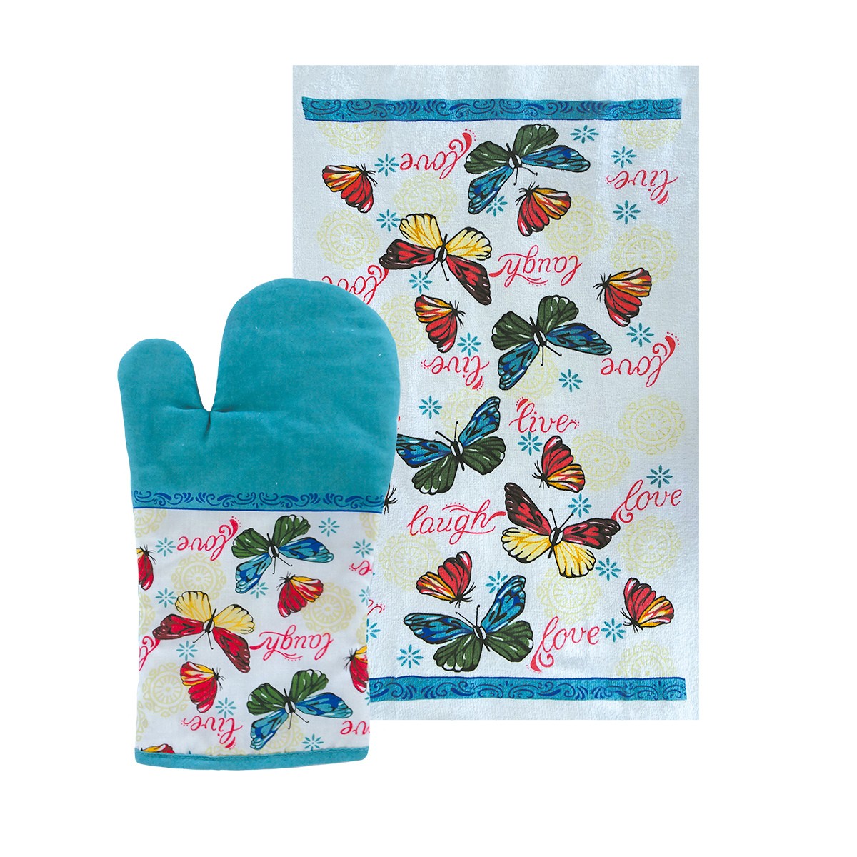 kit luva cozinha appel home borboletas