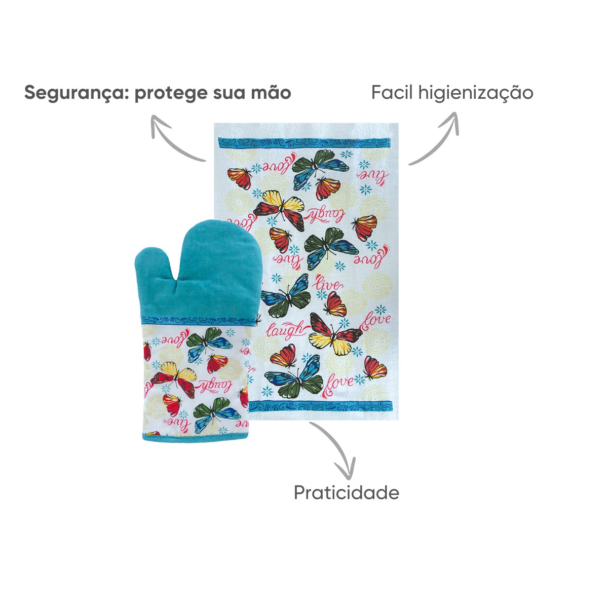 luva cozinha appel home borboletas