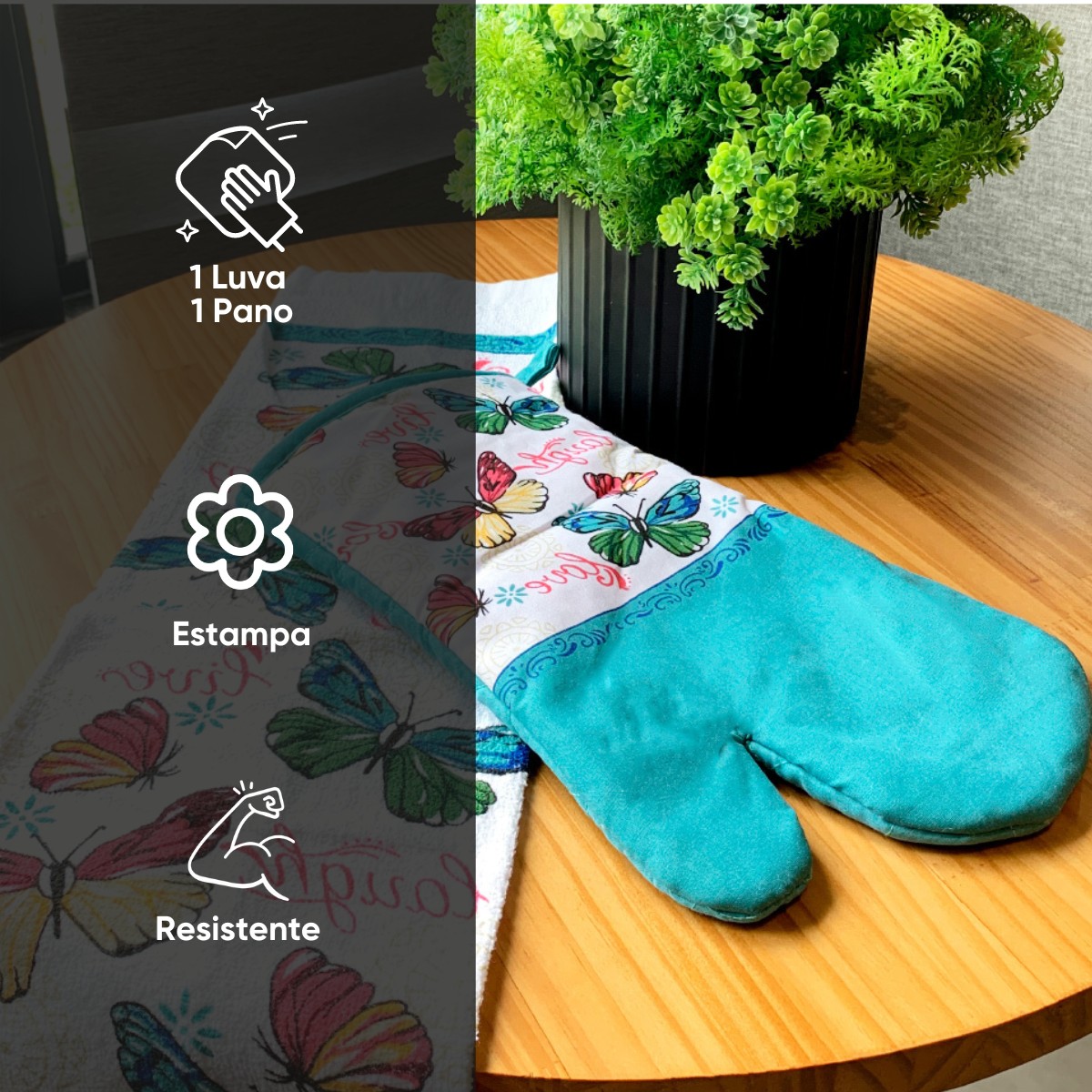 luva de cozinha pano appel home borboletas