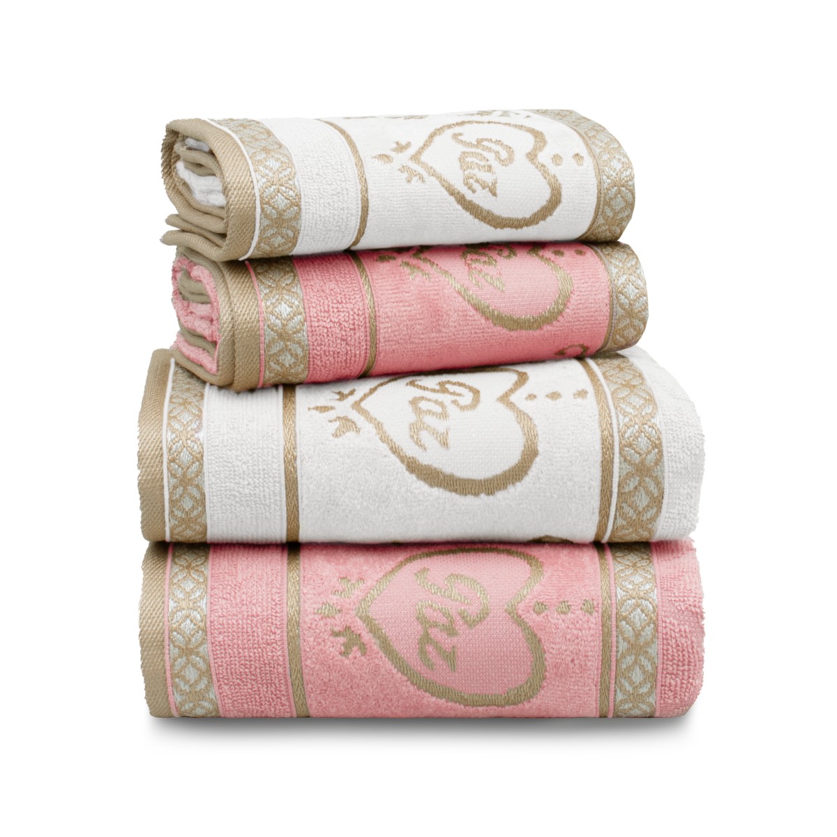 jogo 4 pcs branco rosa poeme