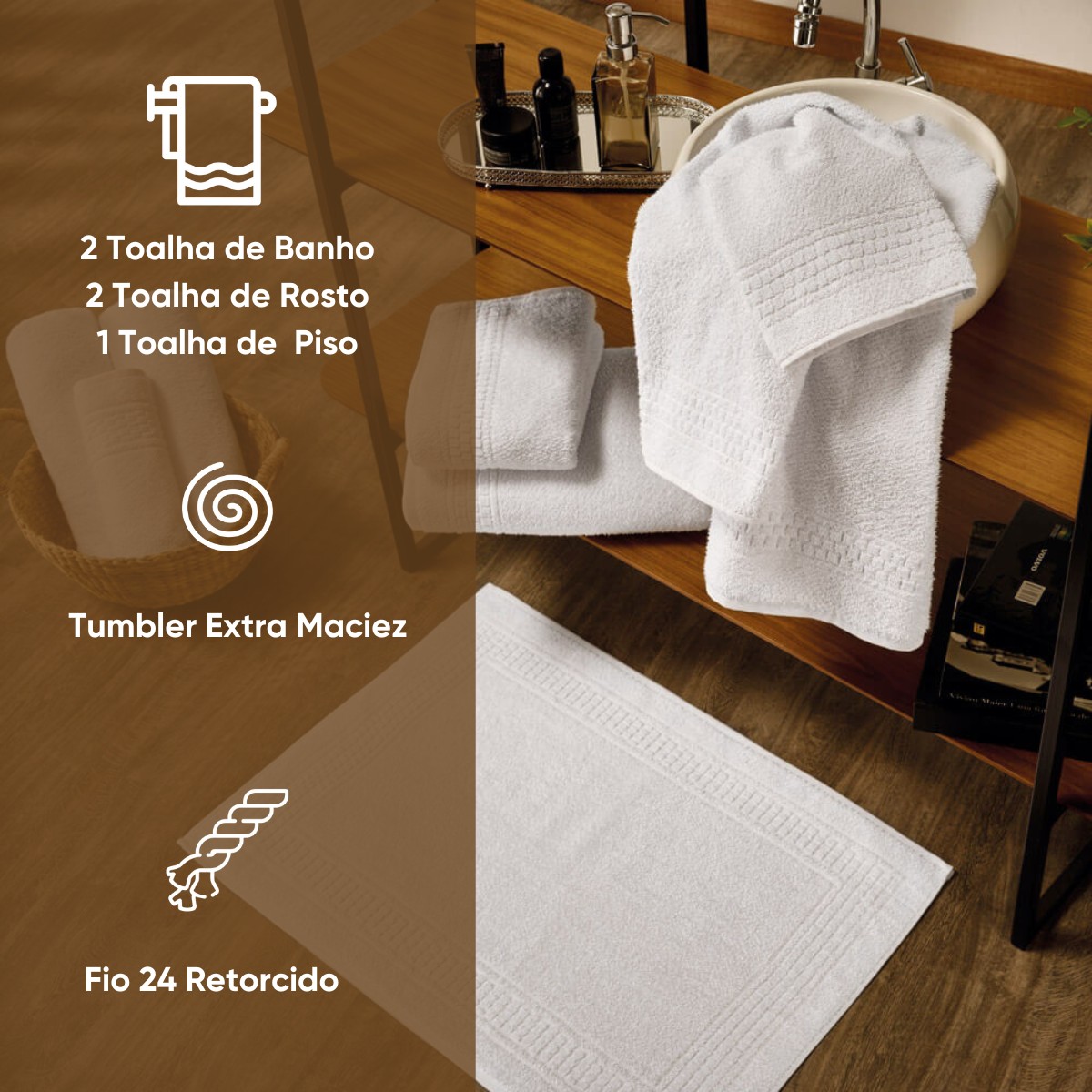 02 jogo de banho 5 pecas hotelaria deluxe appel home