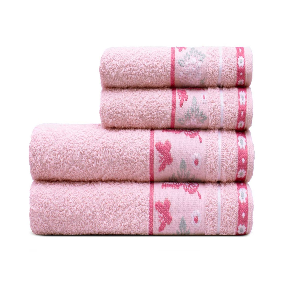 jogo 4 pcs rosa fita