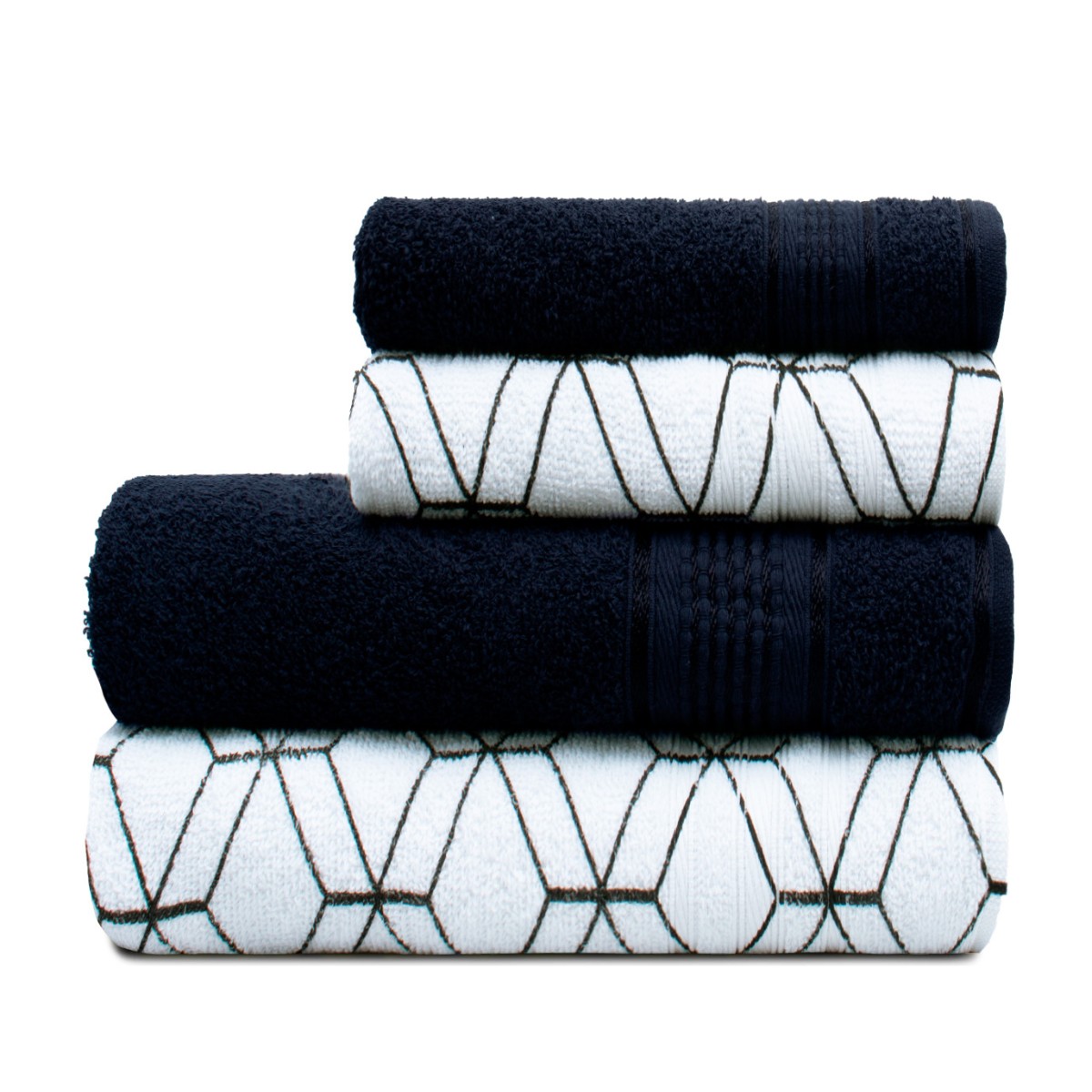 jogo 4 pcs branco prisma preto