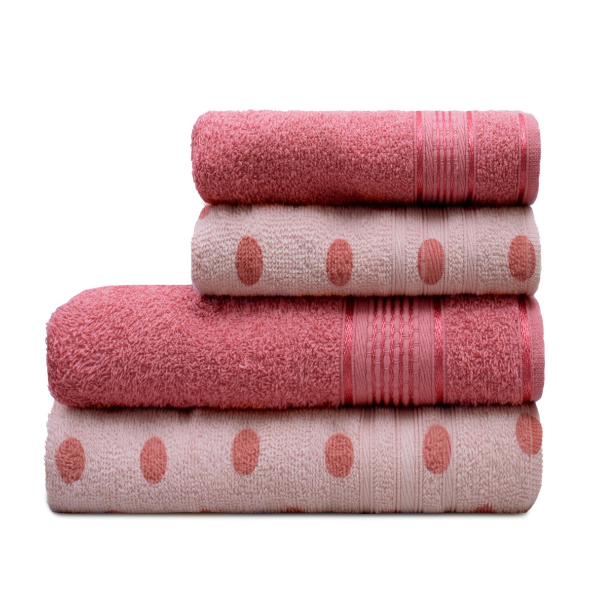 jogo 4 pcs rosa cristal poa rossete