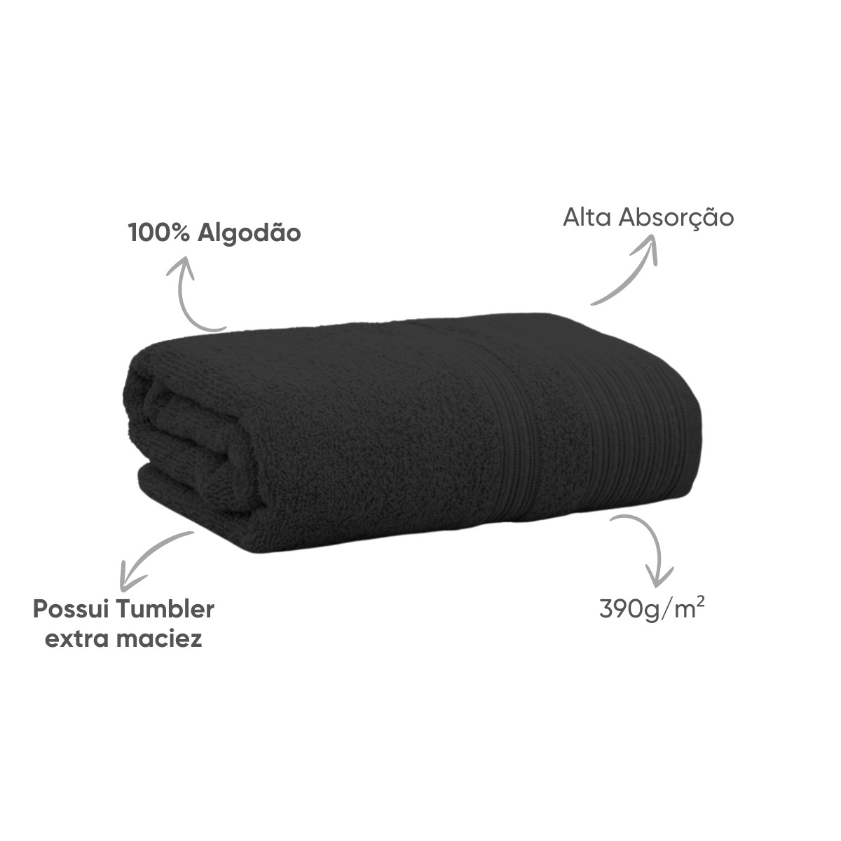 toalha cosmopolita banho e rosto preto