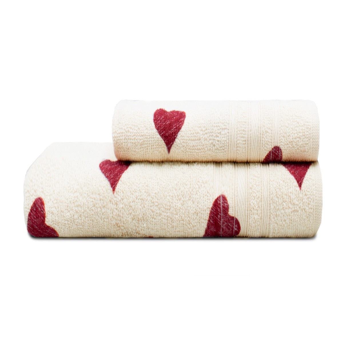 jogo 2 pcs linho coracao