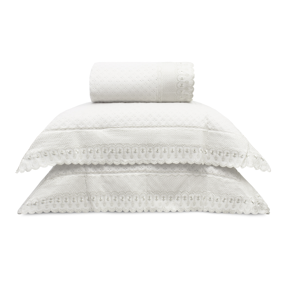 kit colcha bordare premium branco floral still