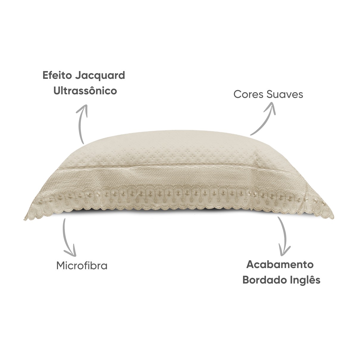 porta travesseiro bordare premium amendoa