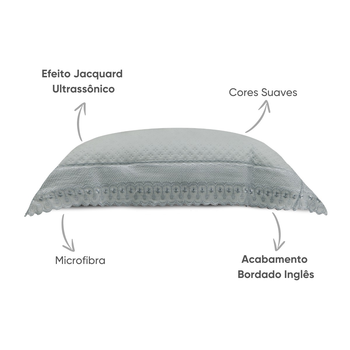 porta travesseiro bordare premium cinza