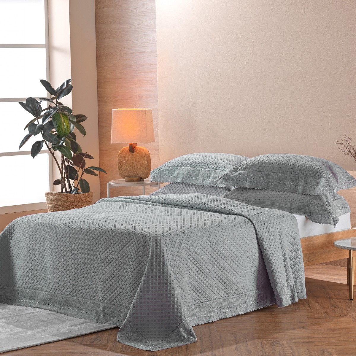 kit colcha bordare premium appel cinza