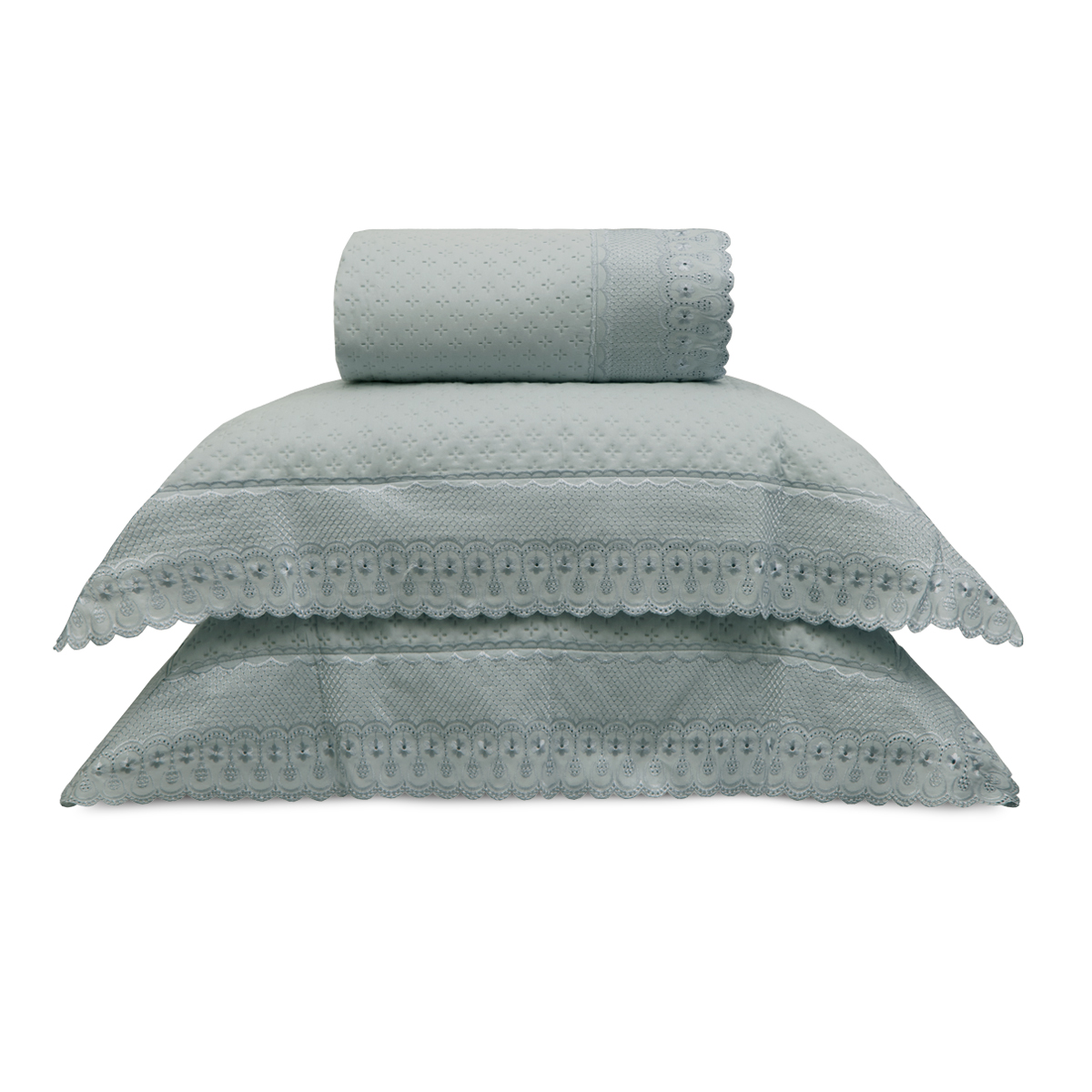 kit colcha bordare premium cinza artico floral still