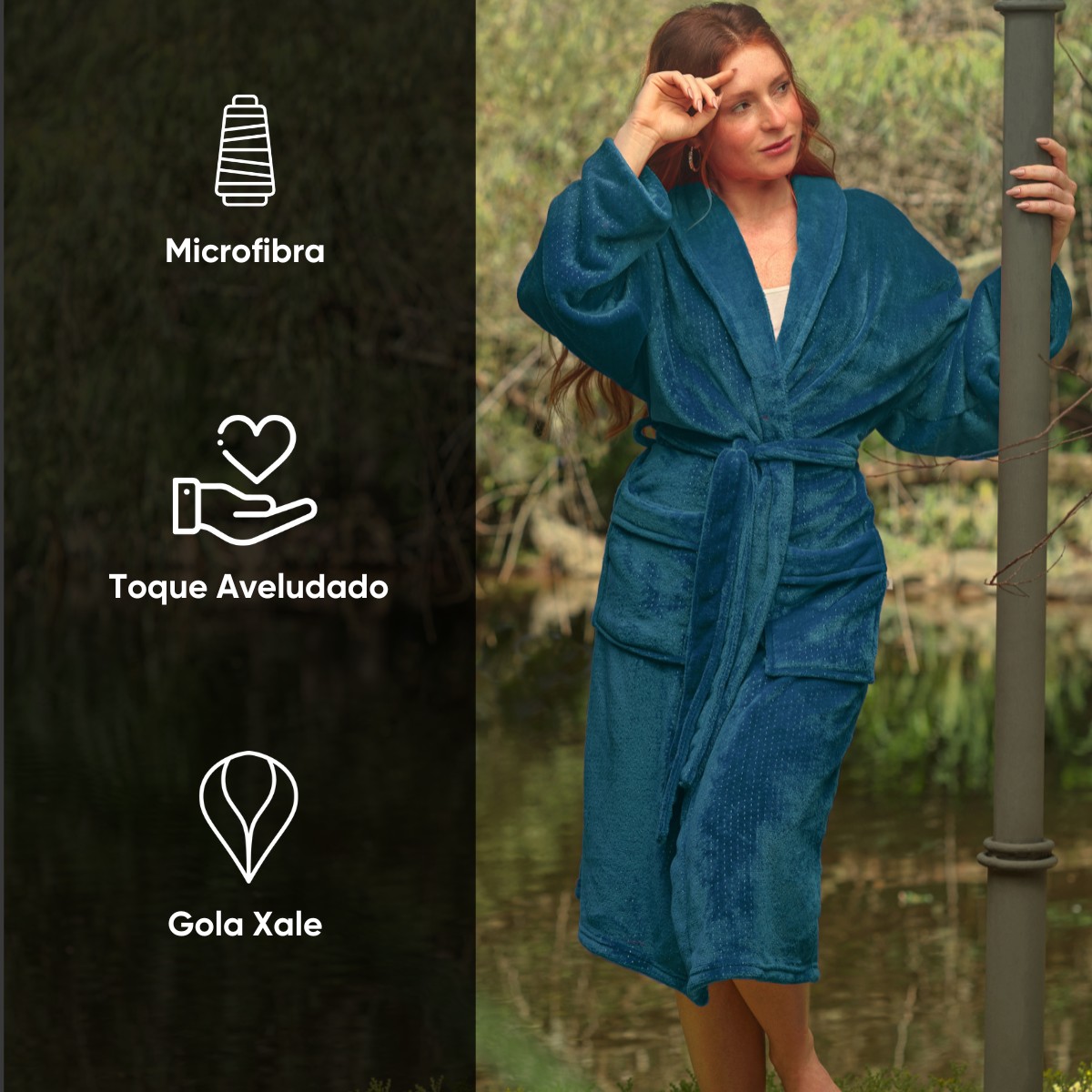 roupao microfibra flannel safira adulto appel home petroleo