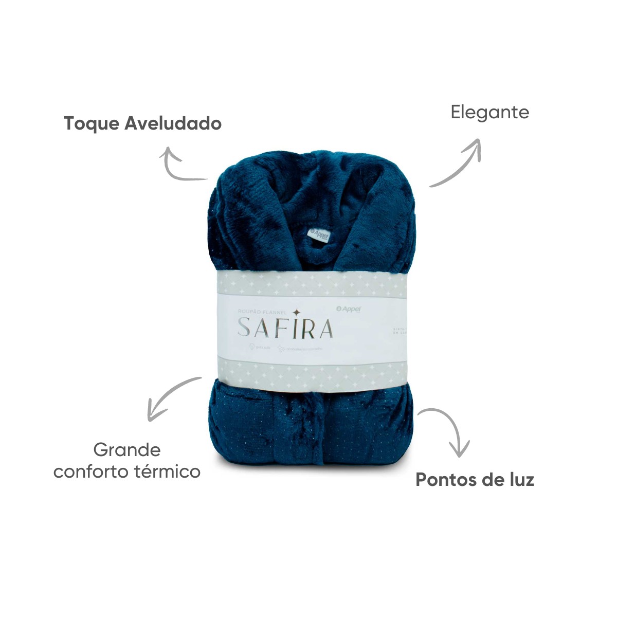 roupao microfibra flannel safira appel home petroleo