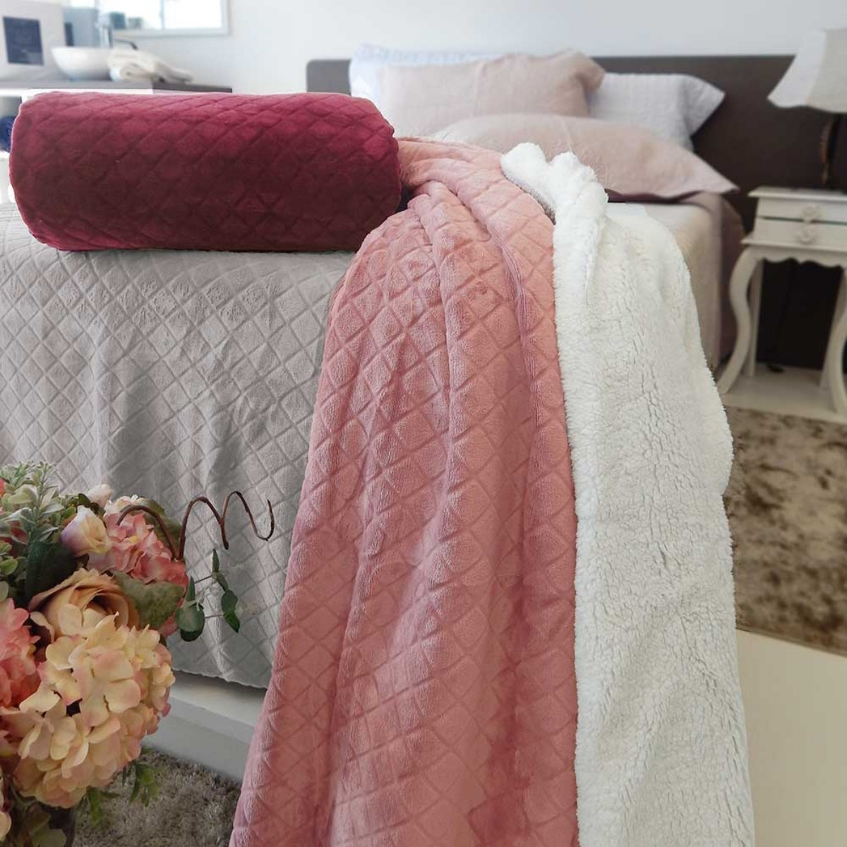 manta microfibra flannel sherpa donna appel home