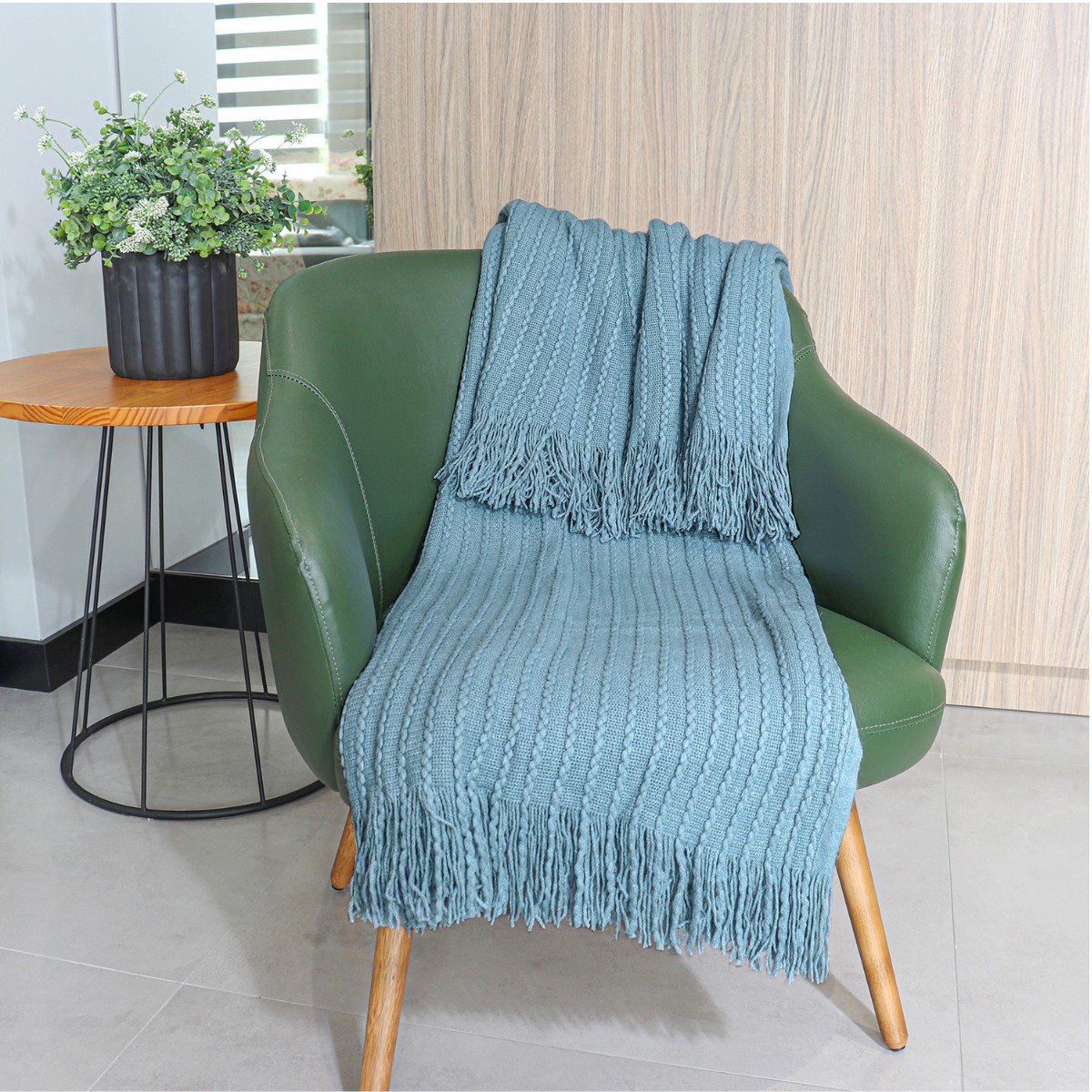 manta decorativa com franjas tricot appel home