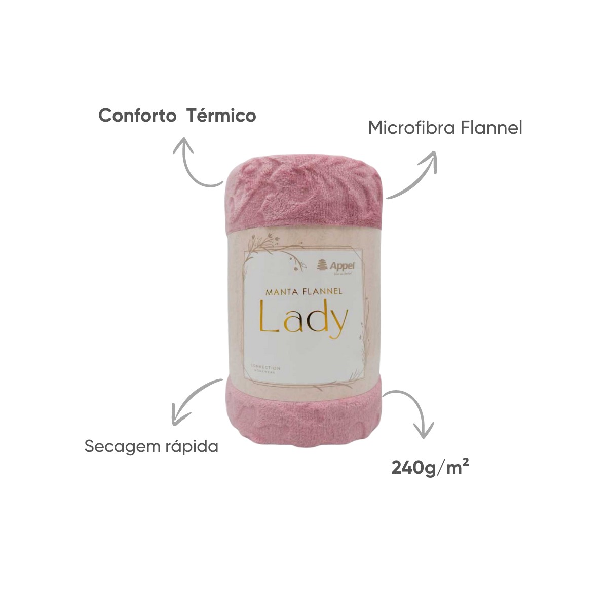 manta flannel lady jacquard appel home rosa