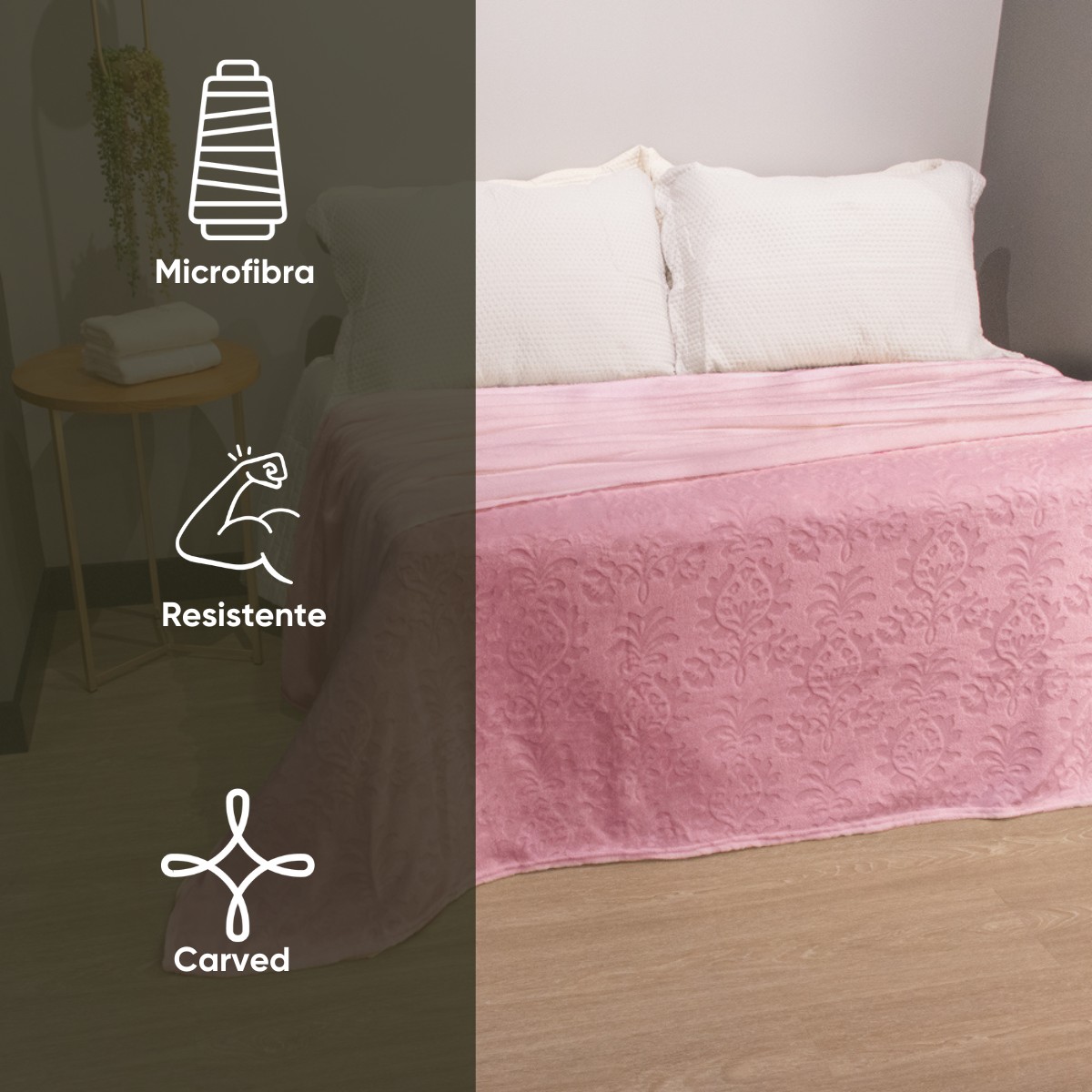 manta microfibra flannel lady jacquard appel home rosa