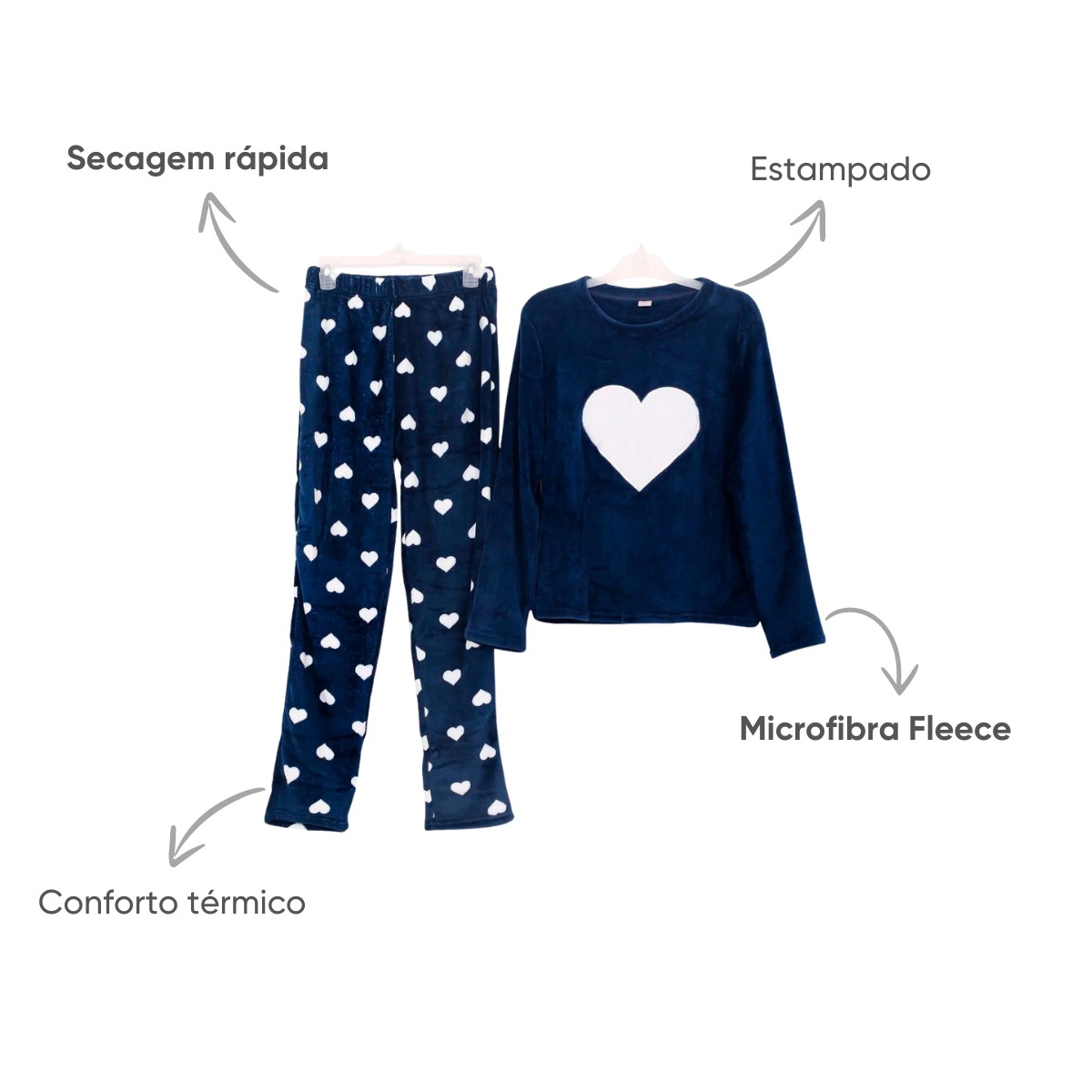 pijama infantil microfibra flannel fleece lanuit appel home coracao