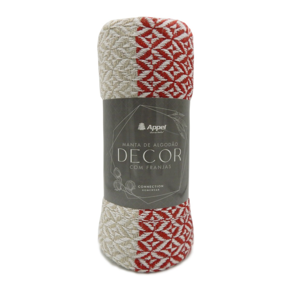 manta com franjas decor appel home bege terracota