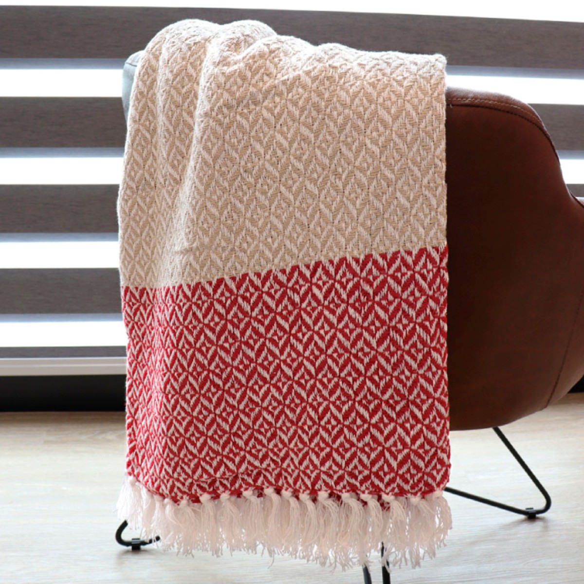 manta com franjas decor appel home terracota