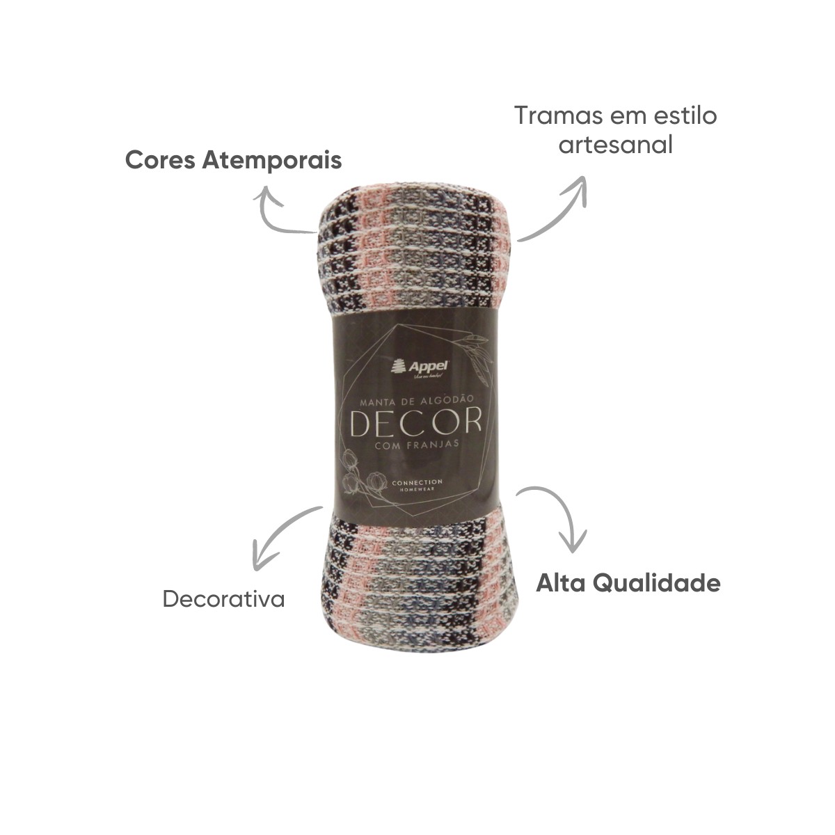 manta decor appel home cinza rosa