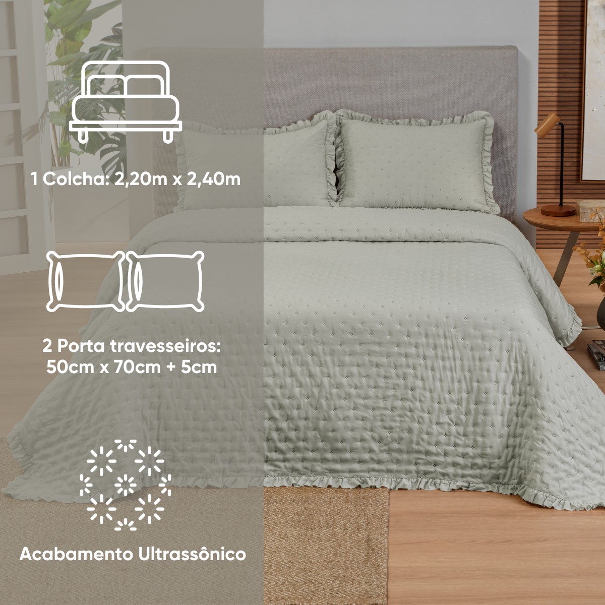 kit colcha casal platinado