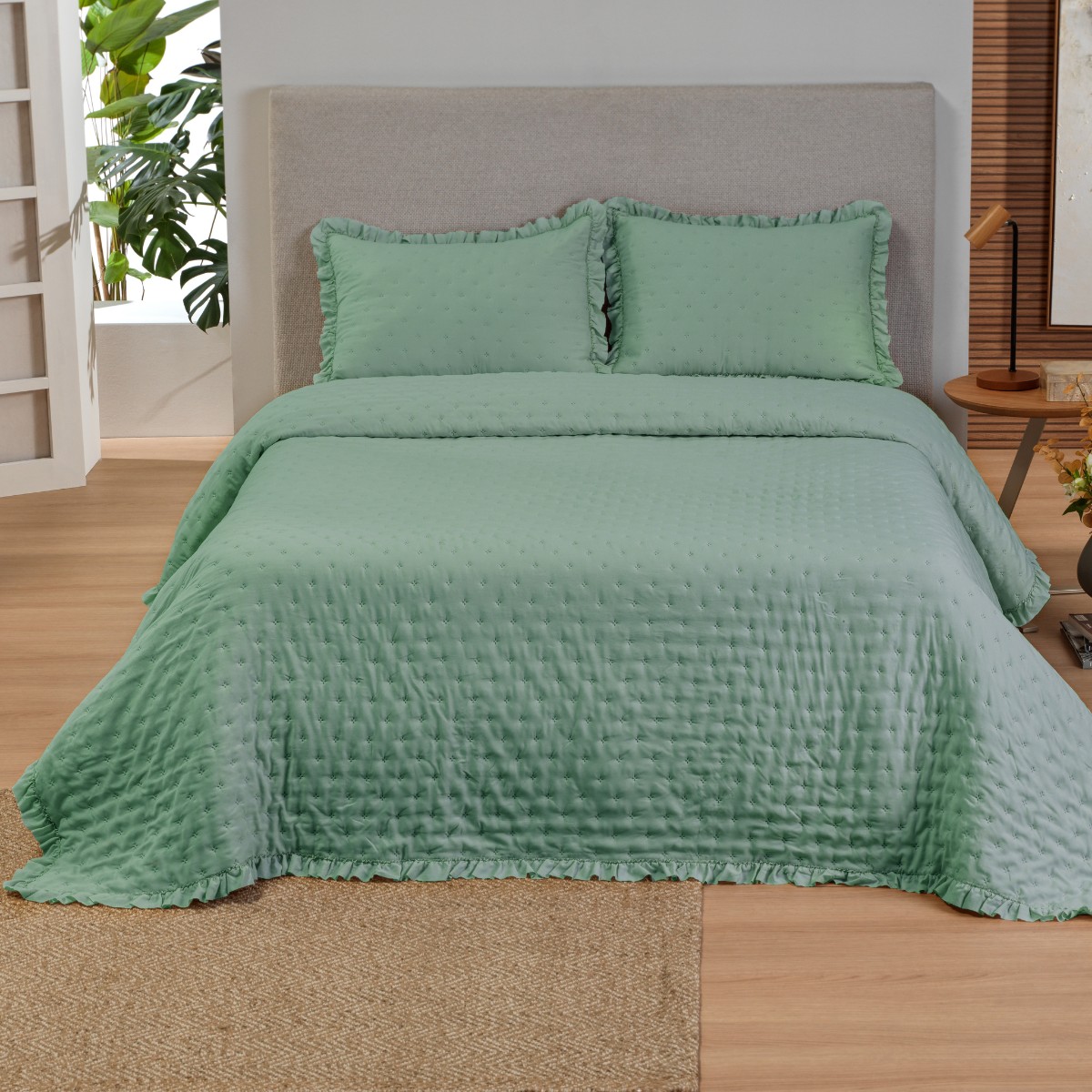 kit colcha class verde babosa