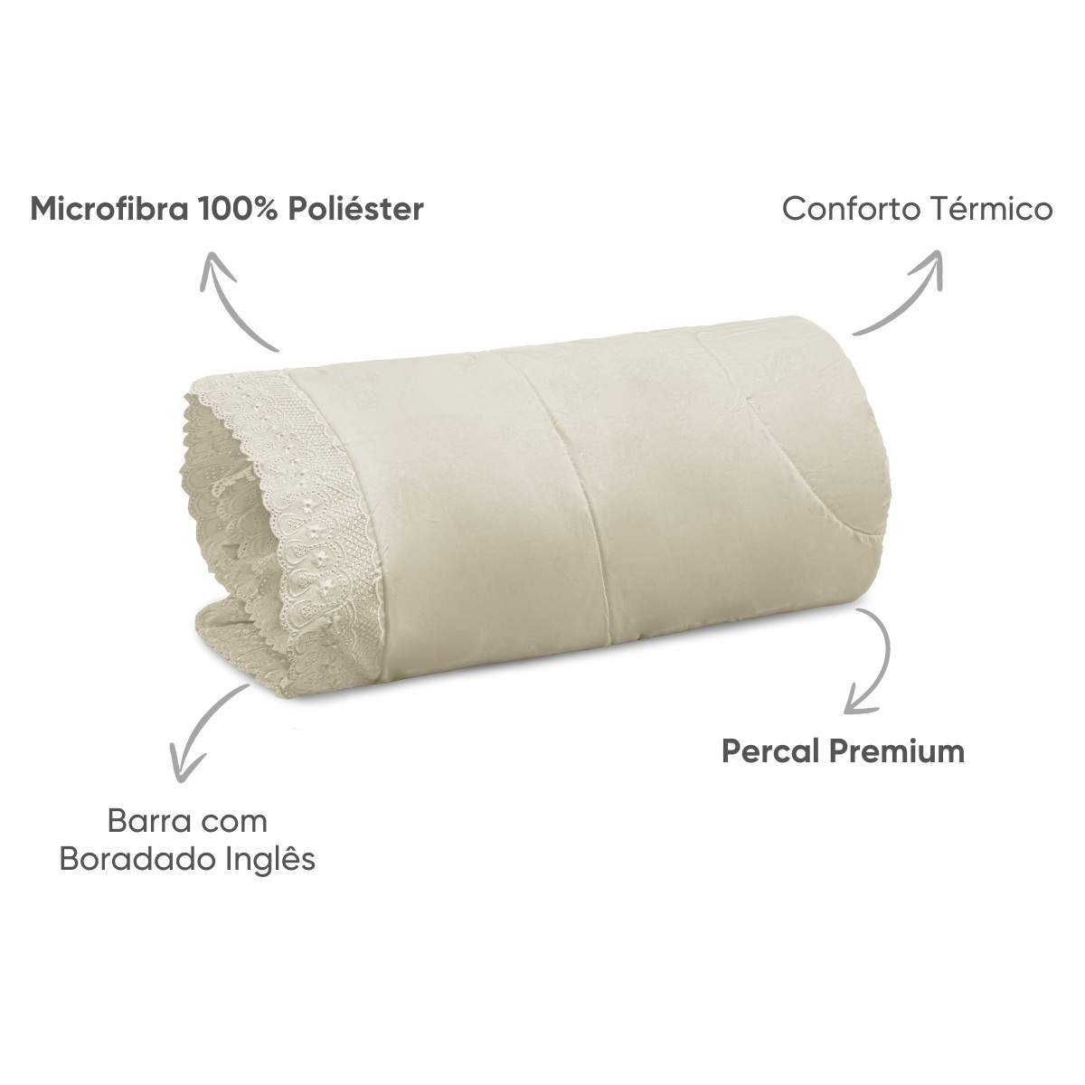 detalhes edredom bordare premium amendoa