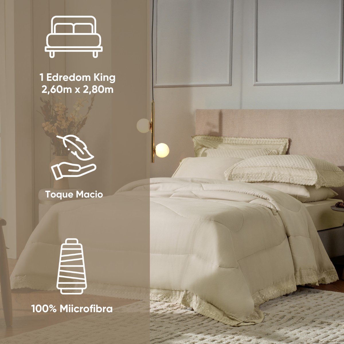 medidas edredom bordare premium king amendoa