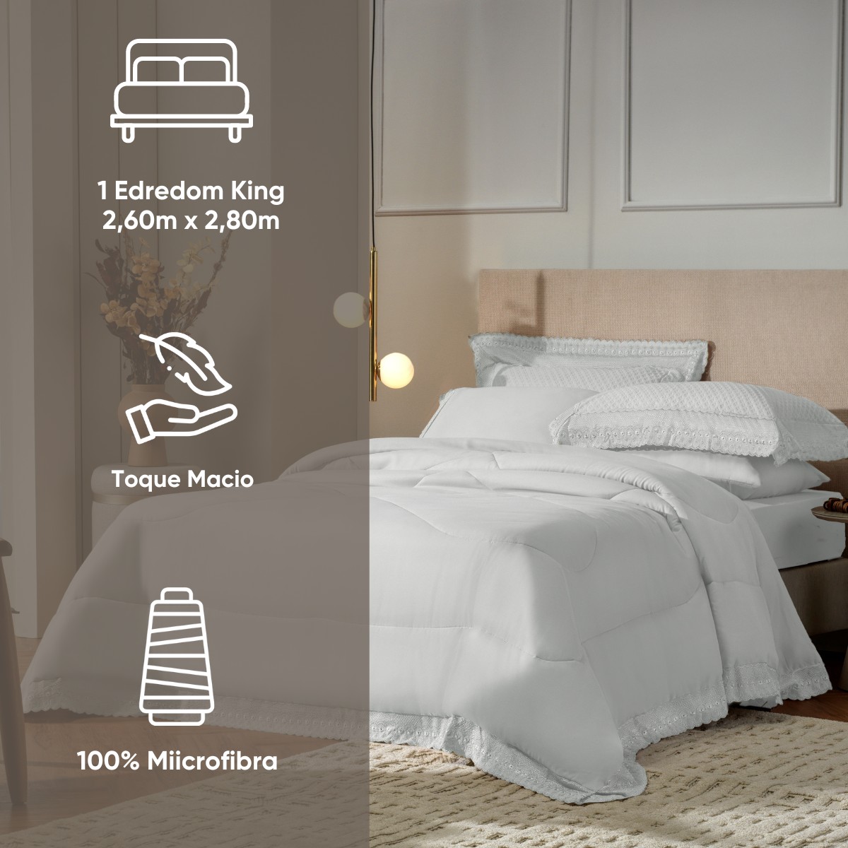medidas edredom bordare premium king branco