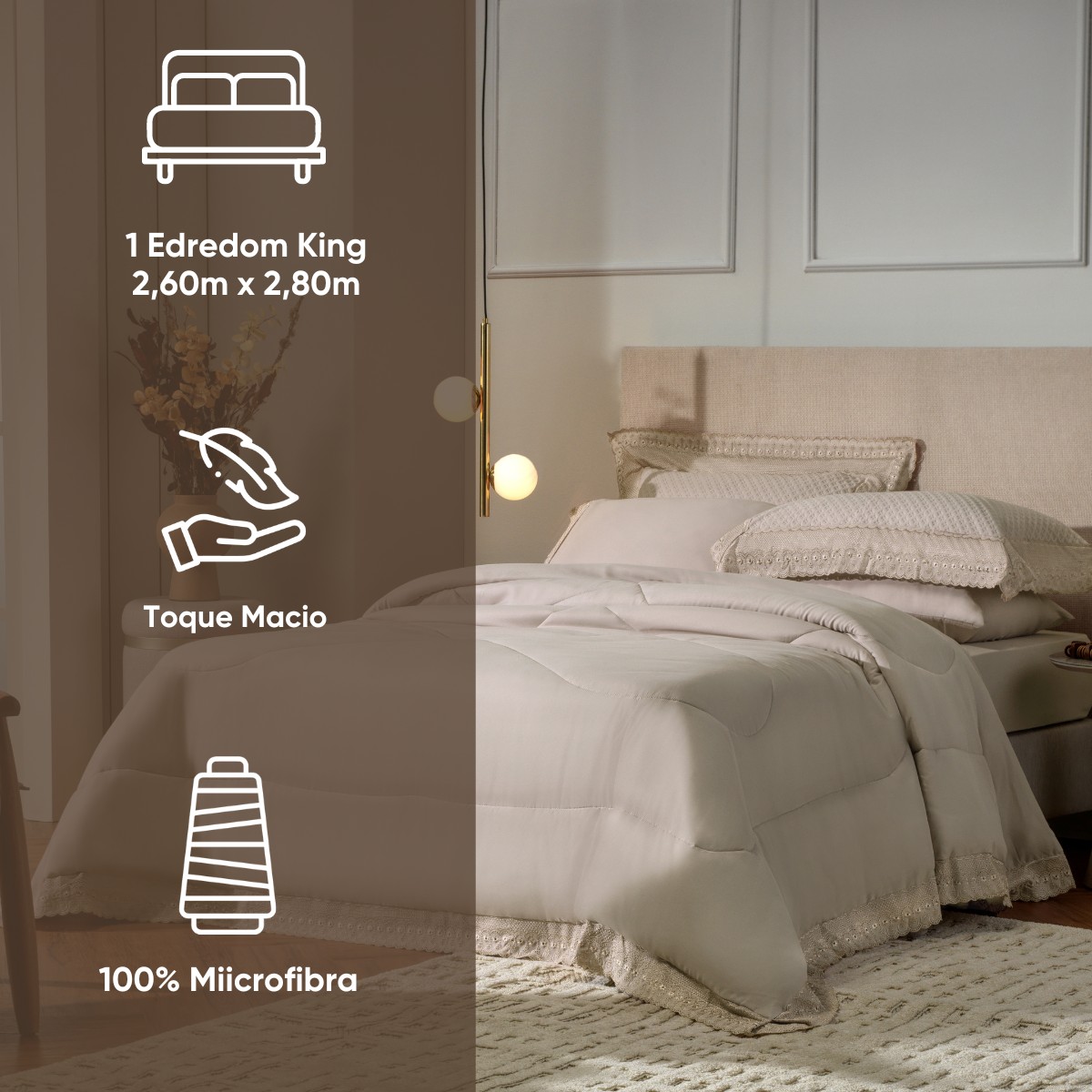 medidas edredom bordare premium king rosa secrets