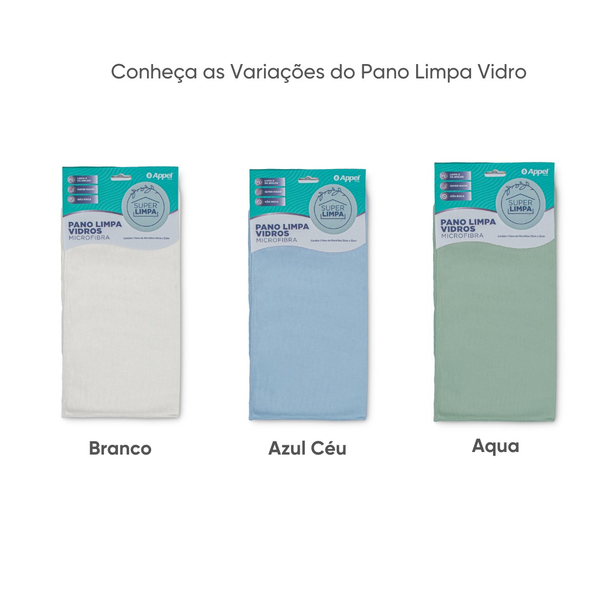 01 pano de microfibra limpa vidros 35cmx35cm appel home