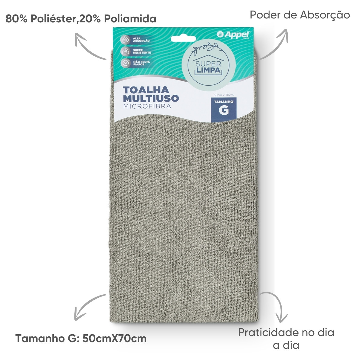 detalhes toalha multiuso grafite