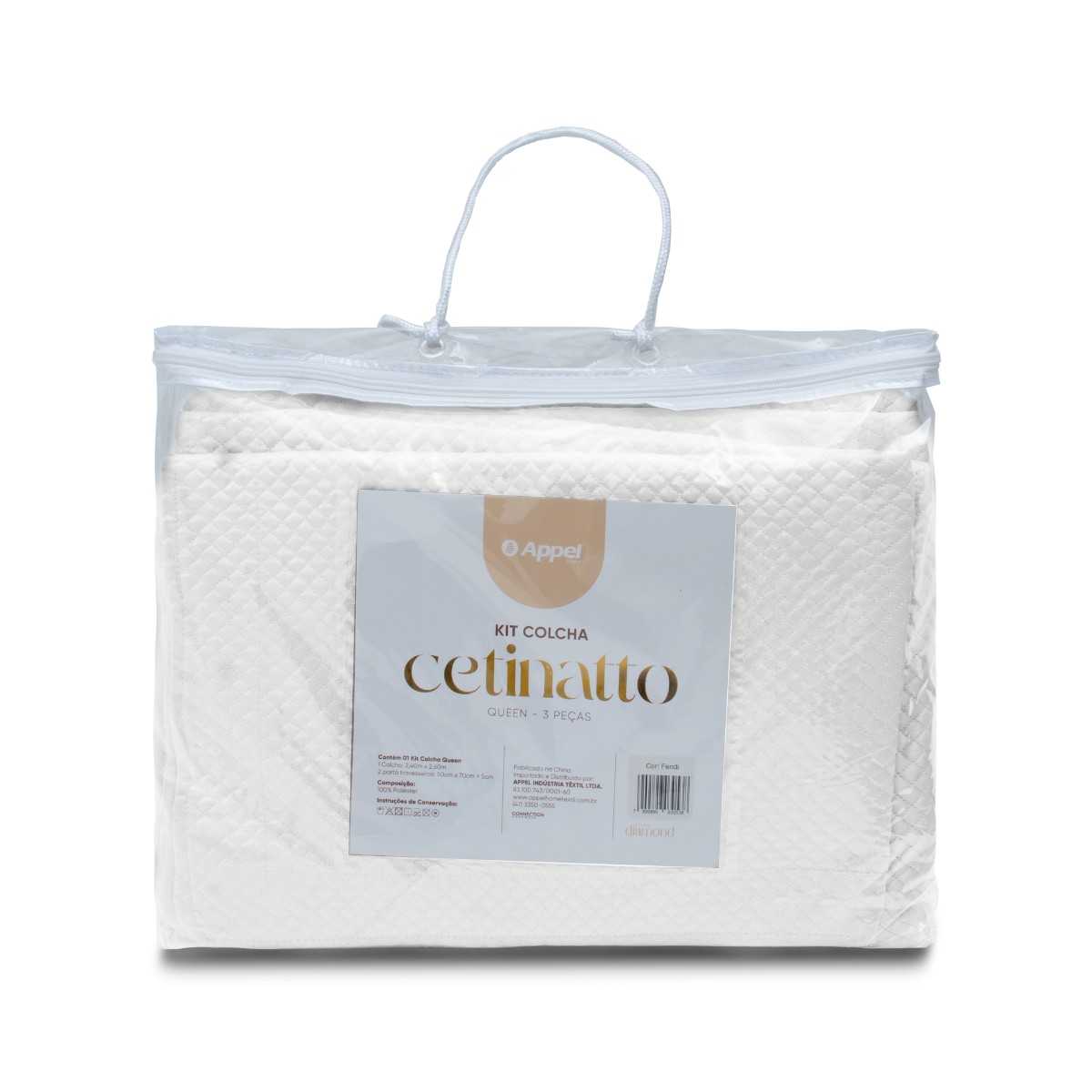 kit colcha cetinatto embalagem branco
