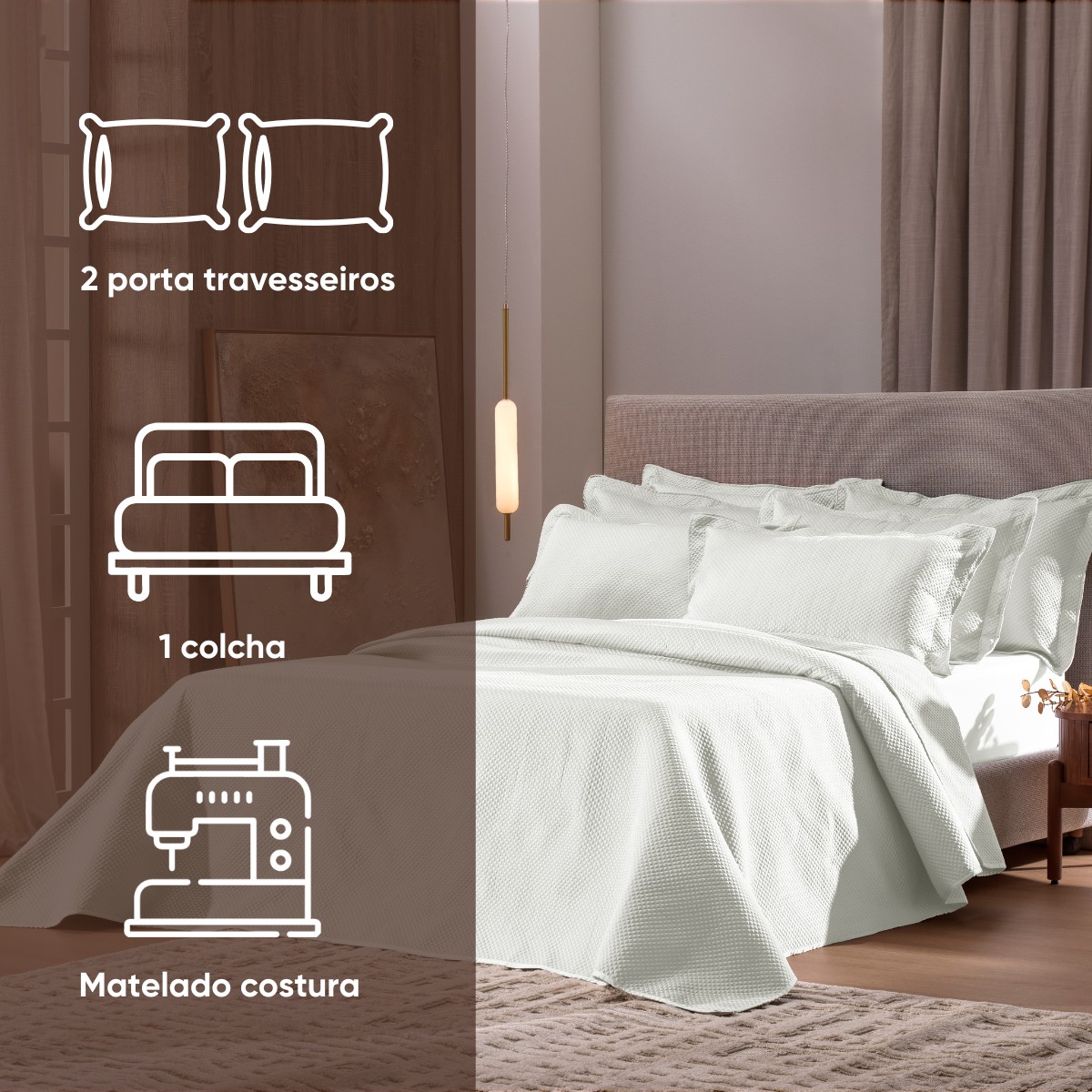 04 kit colcha casal com 2 porta travesseiros cetinatto appel home