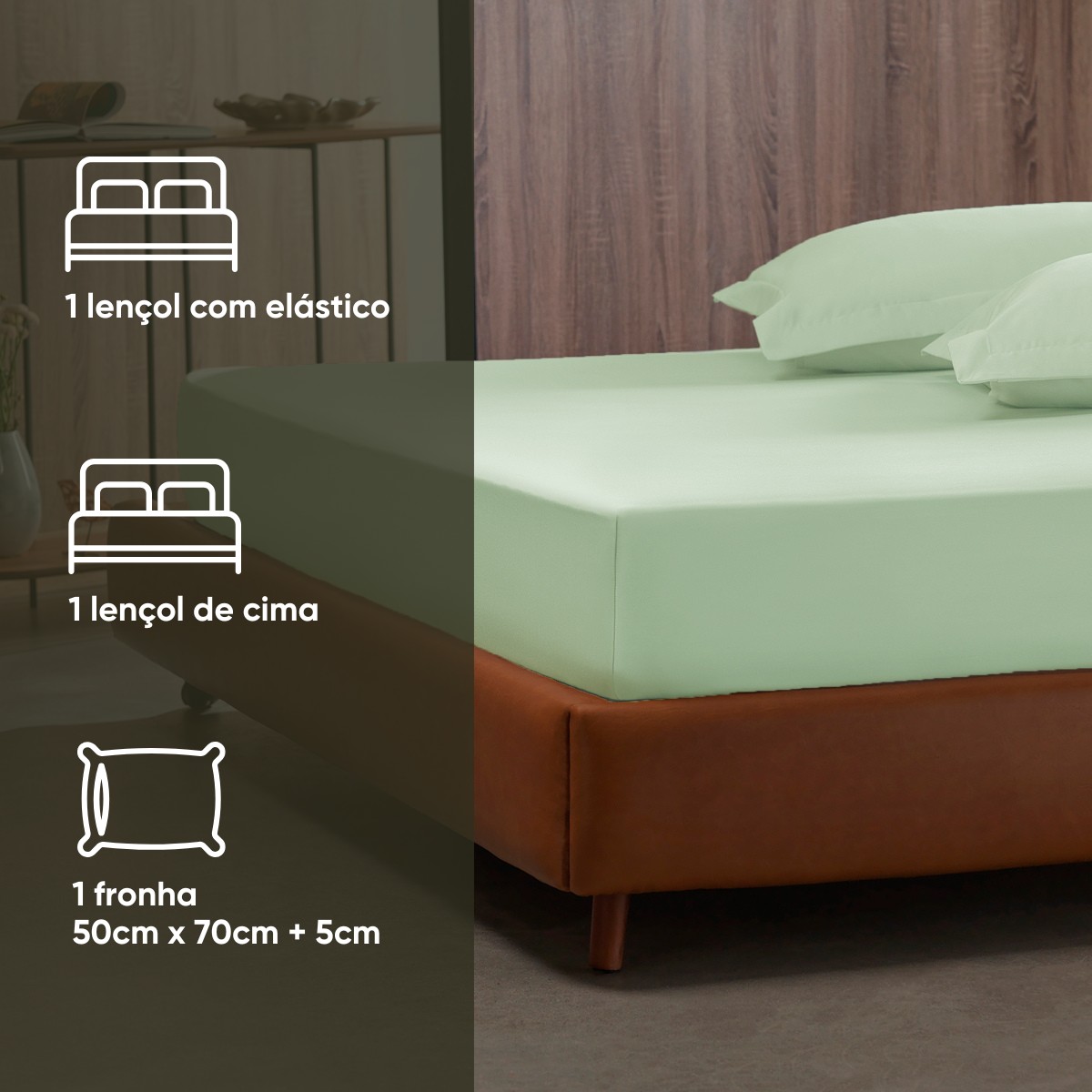 detalhes jogo de cama nobless 300 fios solteiro ervas